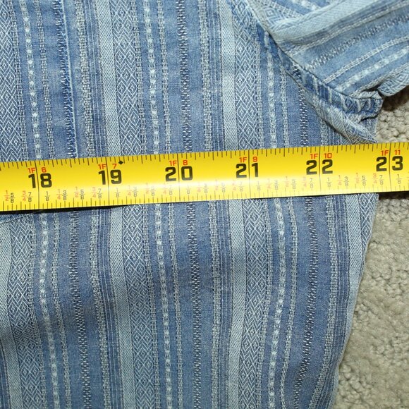 Vintage 90s Tommy Bahama Men's Size L 100% Silk Blue Striped Casual Button Down - Picture 5 of 5